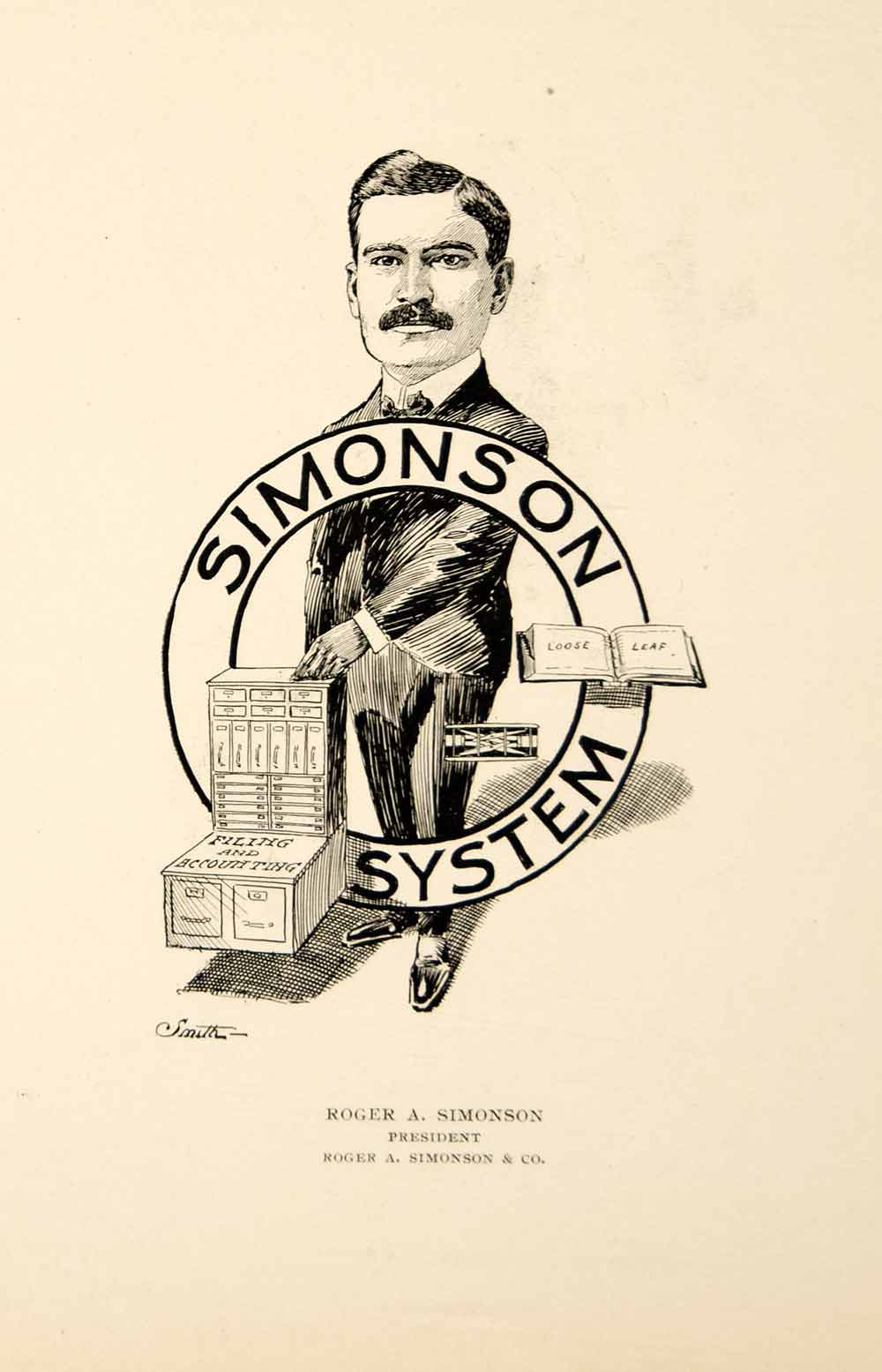 1904 Lithograph Roger A. Simonson President Chicago Illinois E. Bert Smith CPC1