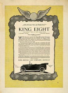 1916 Ad King Motor Car Eight Challenger Model E Vehicle Touring Floral CSM1