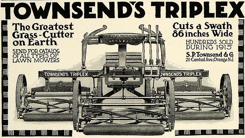 1916 Ad S. P. Townsend's Triplex Grass-Cutter Lawn Mower Machine Lawn CSM1