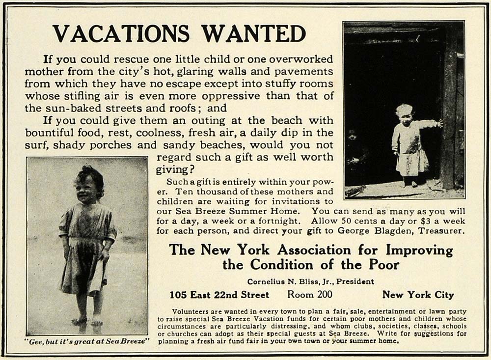 1916 Ad New York Association Improving Condition Poor Children Need CSM1