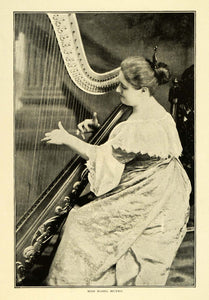 1898 Print Mabel Munro Portrait Musical Instrument Harp Players Musician CSM1