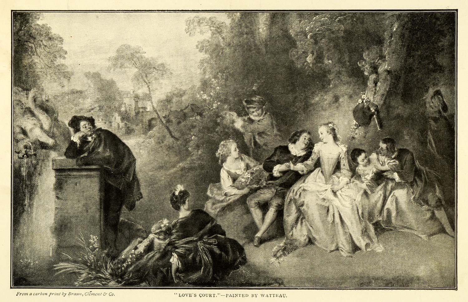 1900 Print Loves Court Jean Antoine Watteau French Painter Art Romanti Period Paper Historic