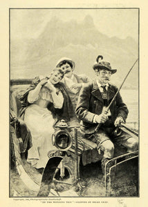 1901 Print Wedding Trip Oscar Graf Horse Drawn Carriage Marriage Lovers CSM1