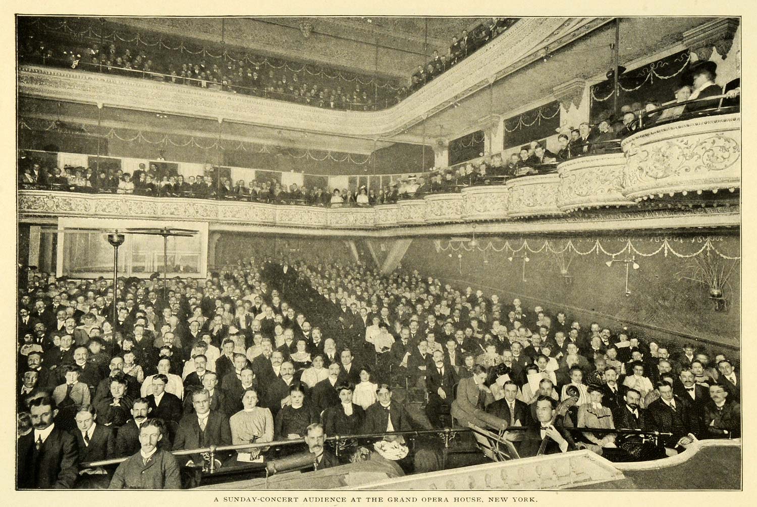 1904 Print Grand Opera House New York Play Theater Sunday Audience CSM1