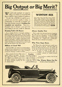 1913 Ad Antique Winton Six Motor Car Automobile Pricing 103 Berea Road CSM1