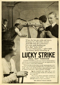 1916 Ad Lucky Strike Cigarettes American Roll Cut Tobacco Bowling Smoking CSM1