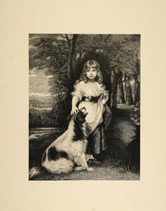 1893 Print Victorian Child Dog Frances Harris Reynolds - ORIGINAL CT2