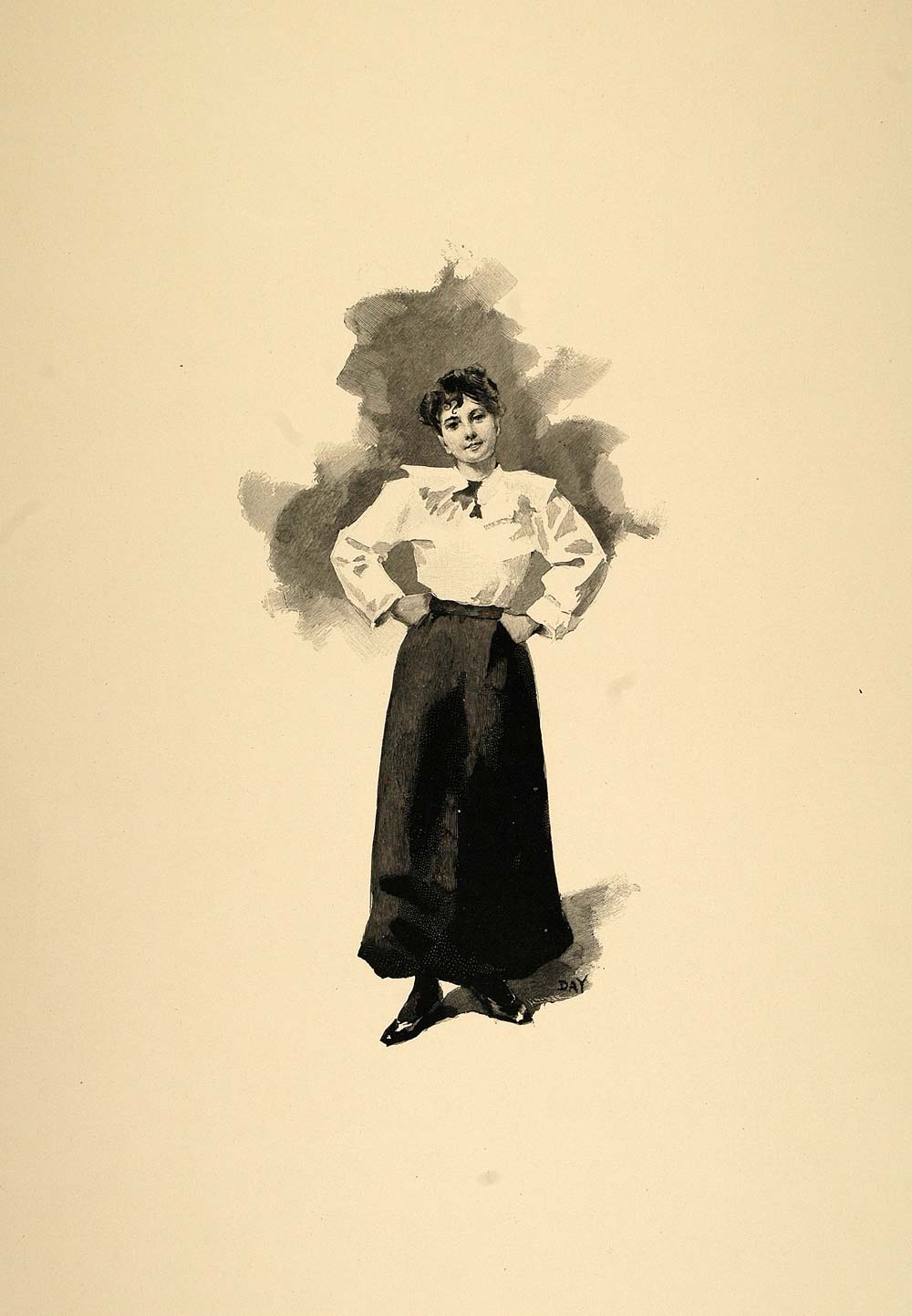 1893 Print Victorian Woman Costume Portrait Francis Day - ORIGINAL CT2