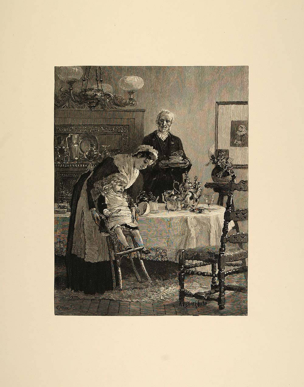 1893 Print Highchair Child Edwin Howland Blashfield - ORIGINAL CT2