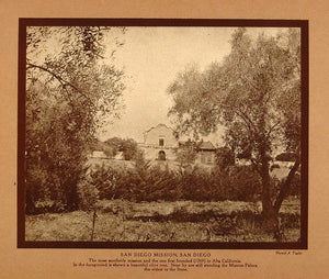 1911 Print California San Diego Mission Alta H. Taylor - ORIGINAL CTB1