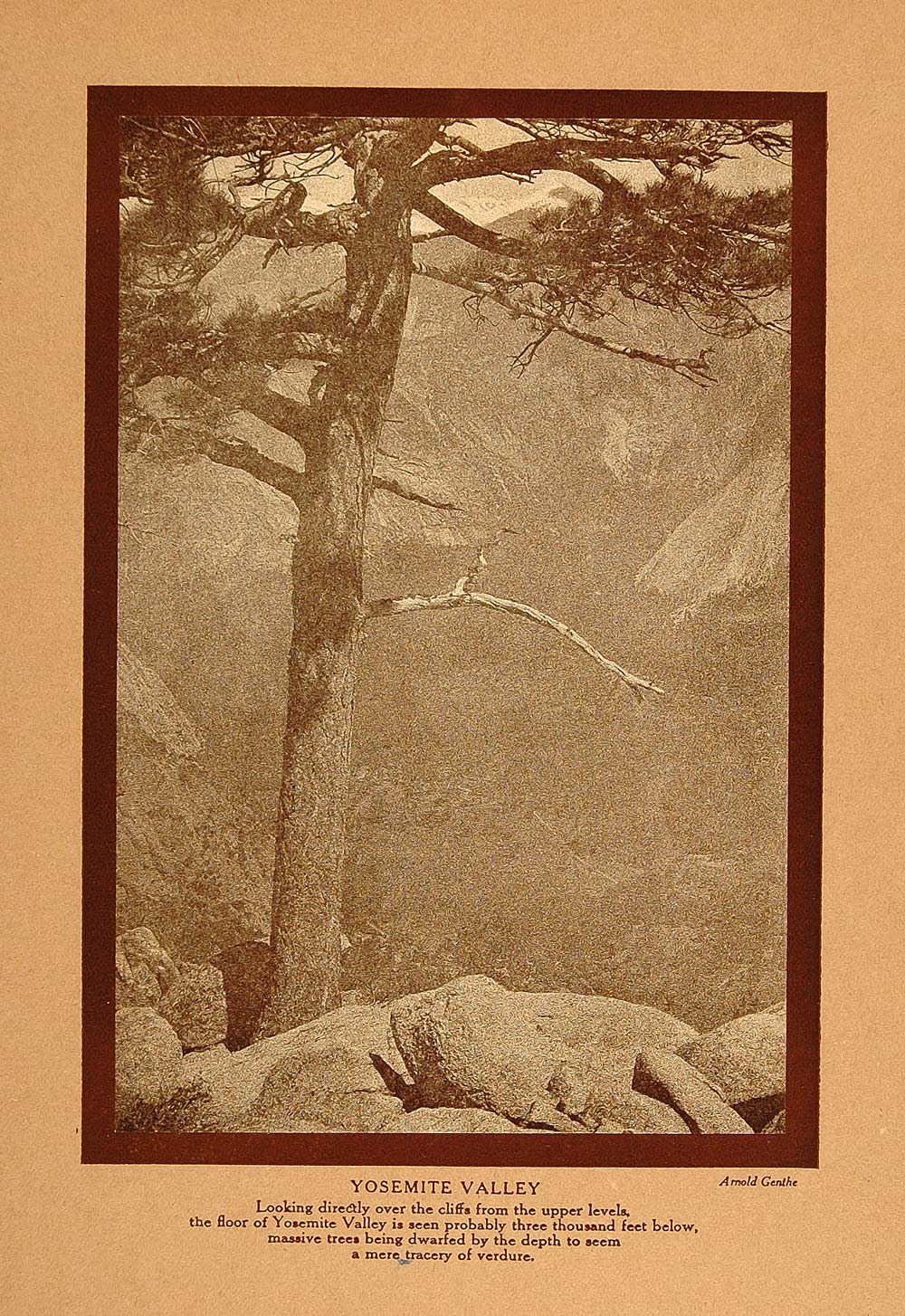 1911 Print California Yosemite Valley Cliffs A. Genthe - ORIGINAL CTB1