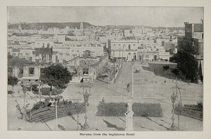 1899 Halftone Print Aerial View Havana Cuba Buildings ORIGINAL HISTORIC CUB1