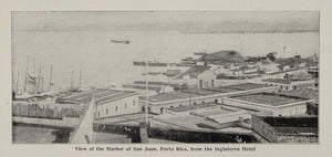 1899 Halftone Print Harbor San Juan Puerto Rico Boats ORIGINAL HISTORIC CUB1