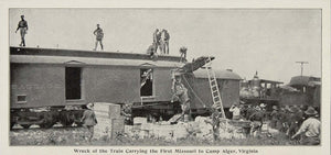 1899 Print Train Wreck First Missouri Soldiers Alger - ORIGINAL HISTORIC CUB1