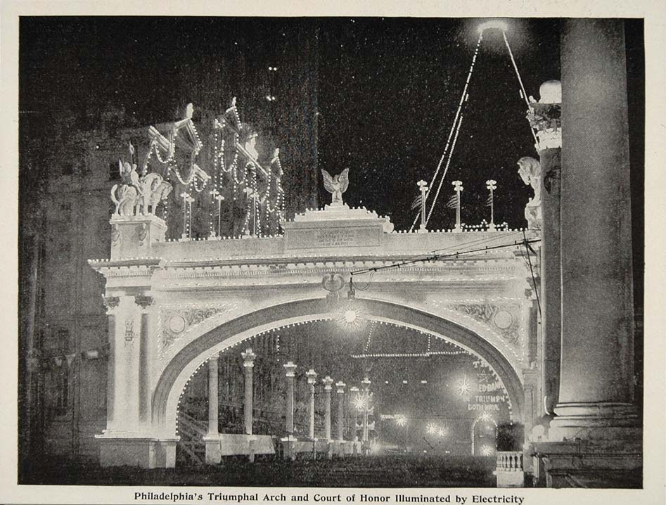 1899 Print Arch Peace Jubilee Philadelphia Night 1898 Triumphal Parade CUB1