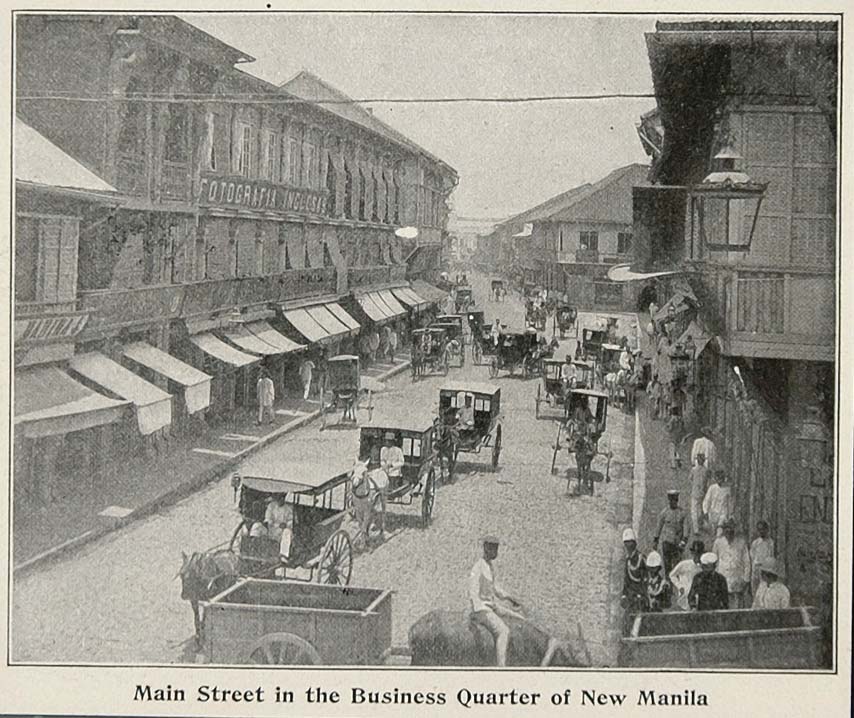 1899 Print Cart Main Street Business Quarter New Manila ORIGINAL HISTORIC CUB1