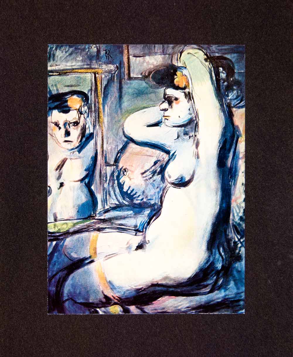 1955 Color Print Au Miroir Mirror Woman Portrait Nude Georges Rouault CVF1