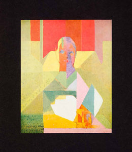 1955 Color Print Mme De Bernay Jacques Villon Portrait Abstraction Woman CVF1
