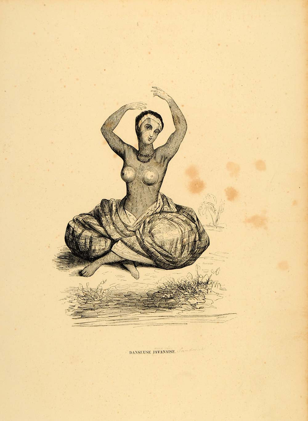 1843 Engraving Costume Woman Javanese Dancer Body Art - ORIGINAL CW1 - Period Paper
