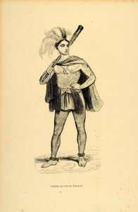 1843 Engraving Costume Man Solomon Islands Body Art - ORIGINAL CW1