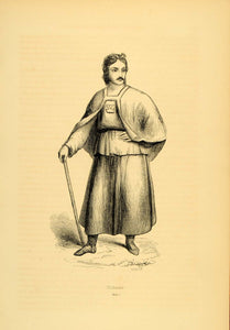 1843 Engraving Costume Tibetan Man Tibet Folk National - ORIGINAL CW2