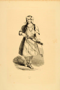 1843 Engraving Costume Man Karian Carian Soldier Sword - ORIGINAL CW2