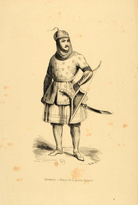 1843 Engraving Costume Sword Prince Circassia Caucasia - ORIGINAL CW2