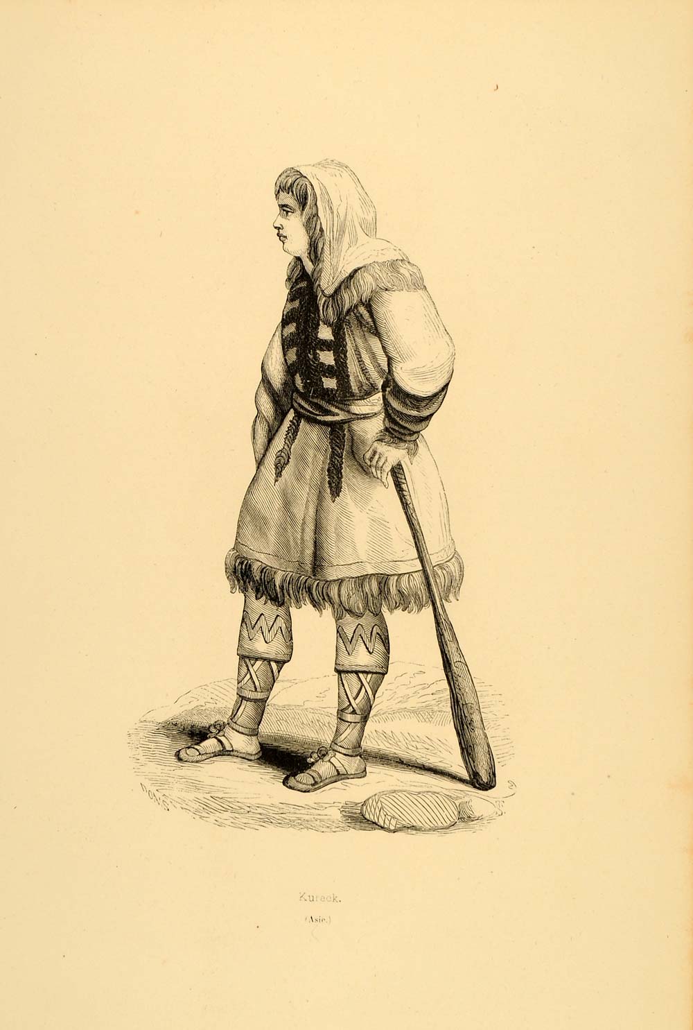 1843 Engraving Costume Koryak Woman Russia Russian - ORIGINAL CW2