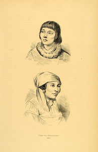 1843 Engraving Costume Itelmen Kamchadal Man Woman - ORIGINAL CW2