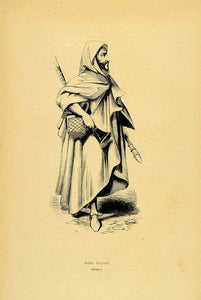 1844 Engraving Costume Ethnic Bedouin Arab Man Africa - ORIGINAL CW3