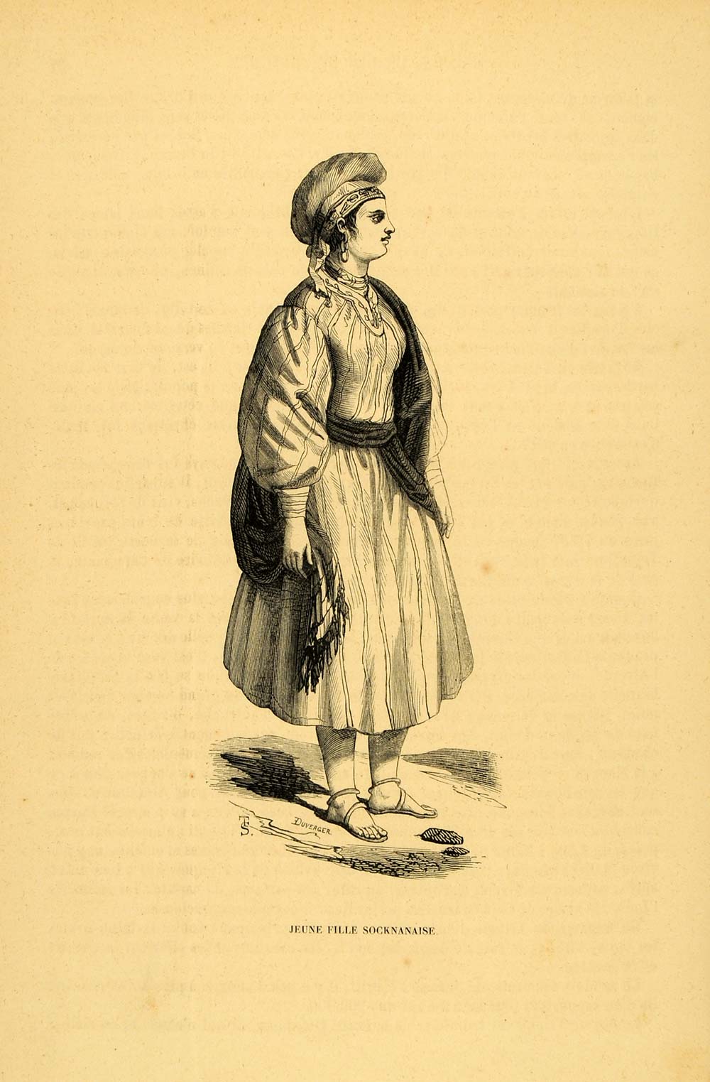 1844 Engraving Costume Dress African Girl Woman Africa - ORIGINAL CW3