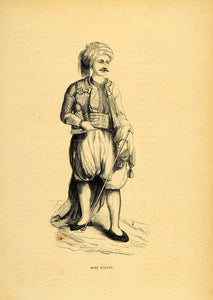 1844 Engraving Costume Man Algiers Algeria Turban - ORIGINAL CW3