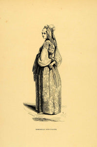 1844 Engraving Costume Jewish Lady Algiers Jew Woman - ORIGINAL CW3