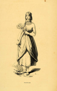 1844 Engraving Costume African Girl Young Woman Dress - ORIGINAL CW3