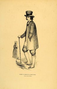 1844 Engraving Costume German Man Black Forest Germany - ORIGINAL CW4