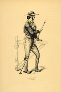 1844 Engraving Costume Spanish Picador Bullfight Spain - ORIGINAL CW4