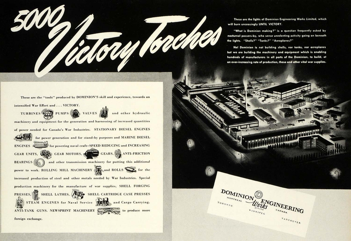 1942 Ad Dominion Engineering Works Montreal Industry Turbines Valves P ...