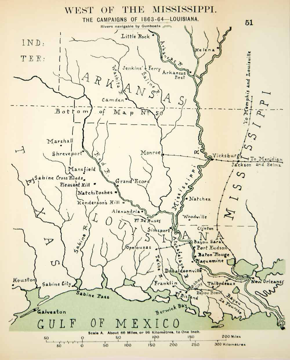 1910 Lithograph Map American Civil War Western Theater Mississippi River CWM1 - Period Paper

