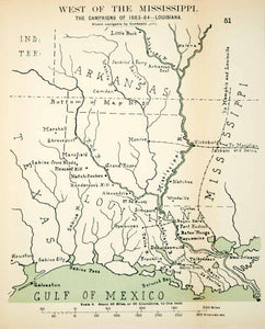 1910 Lithograph Map American Civil War Western Theater Mississippi River CWM1 - Period Paper
