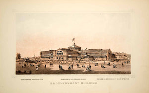 1876 Lithograph Centennial Exposition Philadelphia U.S. Government Building CXP1
