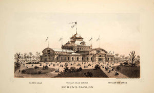 1876 Lithograph Centennial Exposition Philadelphia Women's Building Exhibit CXP1