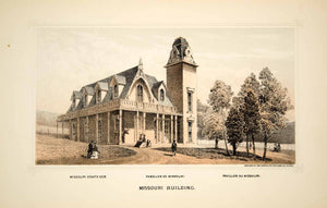 1876 Lithograph Centennial Exposition Philadelphia Missouri State Building CXP1