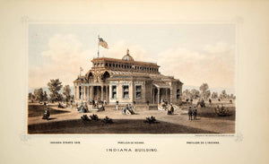 1876 Lithograph Centennial Exposition Philadelphia Indiana State Building CXP1