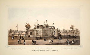 1876 Lithograph Centennial Fair Philadelphia Cook's World's Ticket Office CXP1