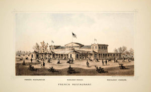 1876 Lithograph Centennial Exposition Philadelphia Fair French Restaurant CXP1