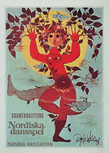 1975 Print Poster Nordic Folk Dance Cramer Cramerbalettens Bjorn Wiinblad Art