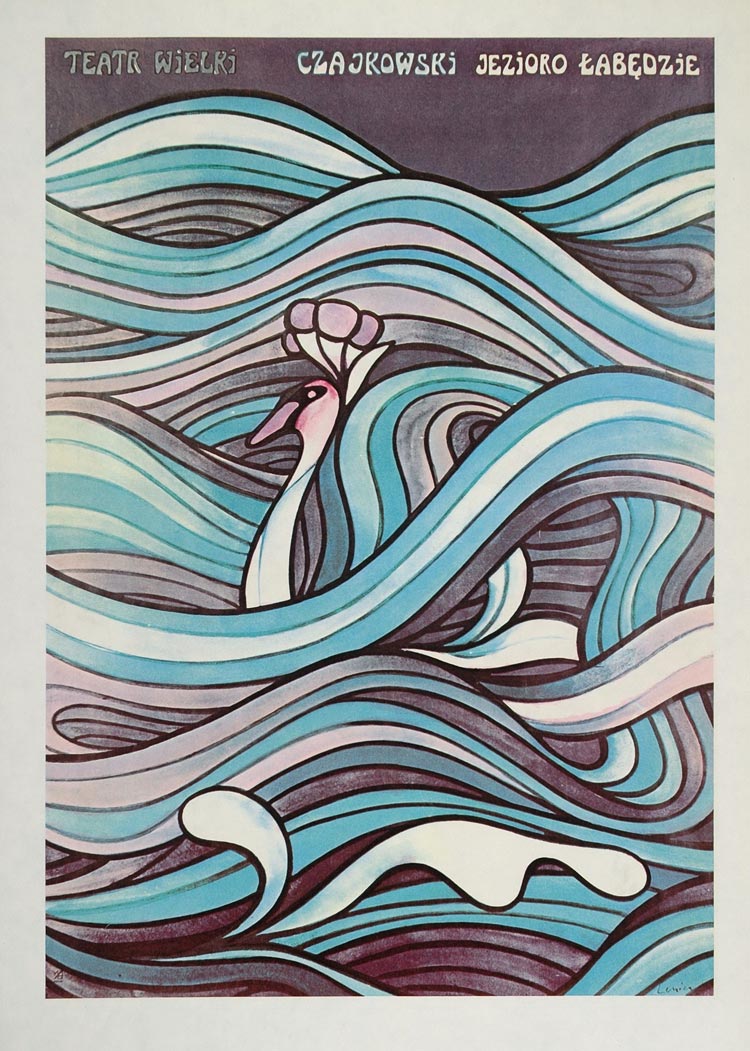 1975 Print Poster Dance Swan Lake Ballet Jan Lenica Polish Artist