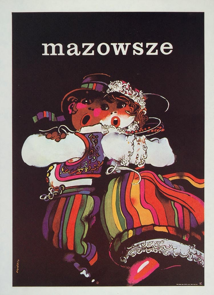 1975 Print Poster Mazowsze Polish Folk Dance Troupe Poland Waldemar Swierzy Art