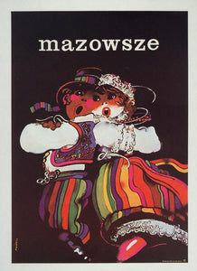 1975 Print Poster Mazowsze Polish Folk Dance Troupe Poland Waldemar Swierzy Art