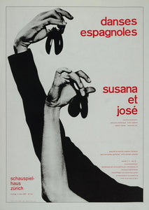 1975 Print Poster Dance Spanish Dancer Susana et Jose Castanets Danses Espagnole